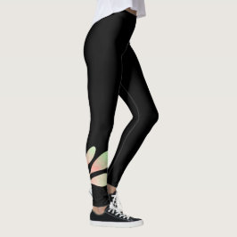 Legging Padrão Floral de Cores Aquáticas em Preto