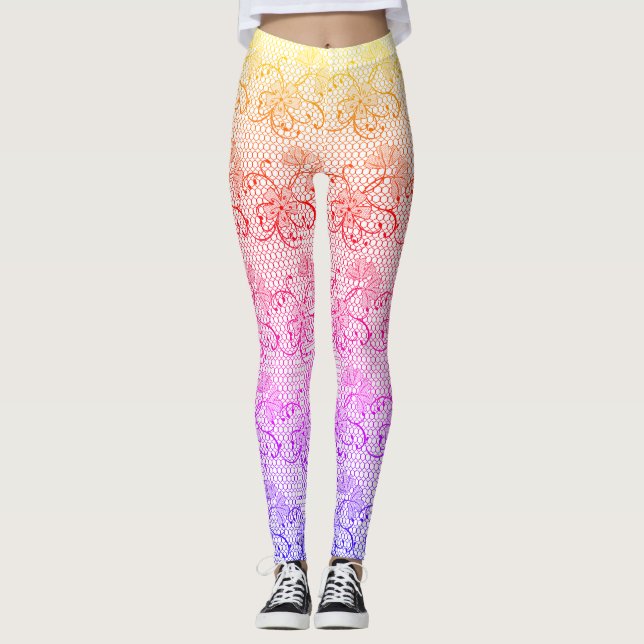 Legging Padrão Floral de Lace Colorido (Frente)