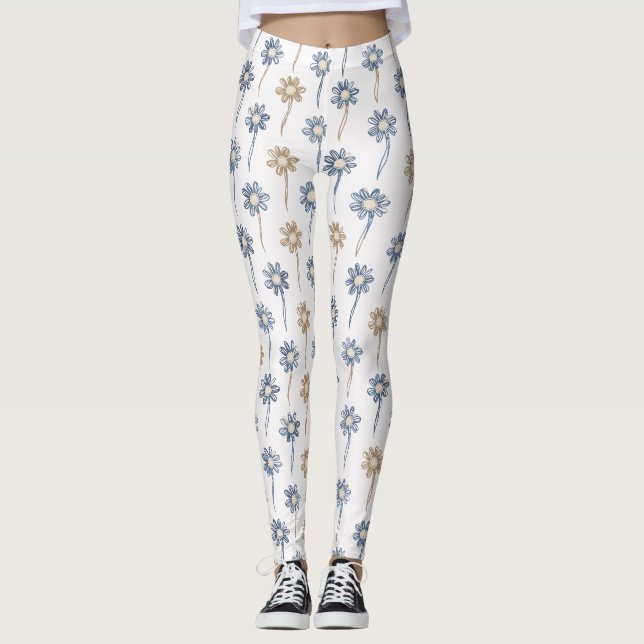 Legging Padrão Floral de Margarida Minimalista (4) (Frente)
