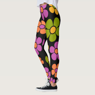 Legging Padrão Floral de Médio do estilo Reto 1960s