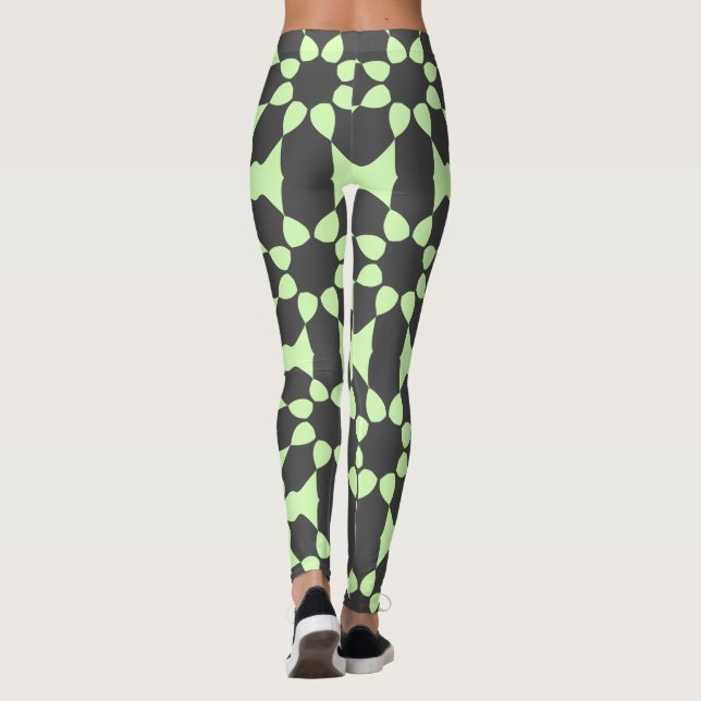 Legging Padrão Floral de Oliva de Cinza na moda (Verso)