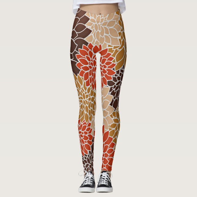 Legging padrão floral de outono (Frente)