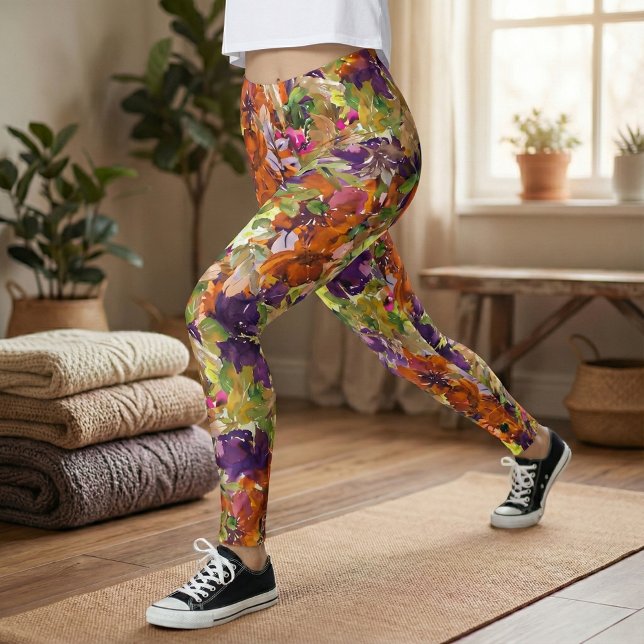 Legging Padrão Floral de outono Colorido (Criador carregado)