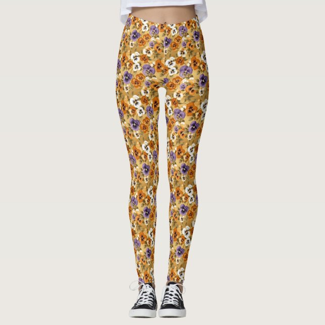 Legging Padrão Floral de Pensas (Frente)