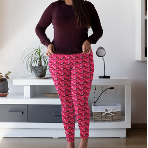 Legging Padrão Floral de Poinsettia Rosa