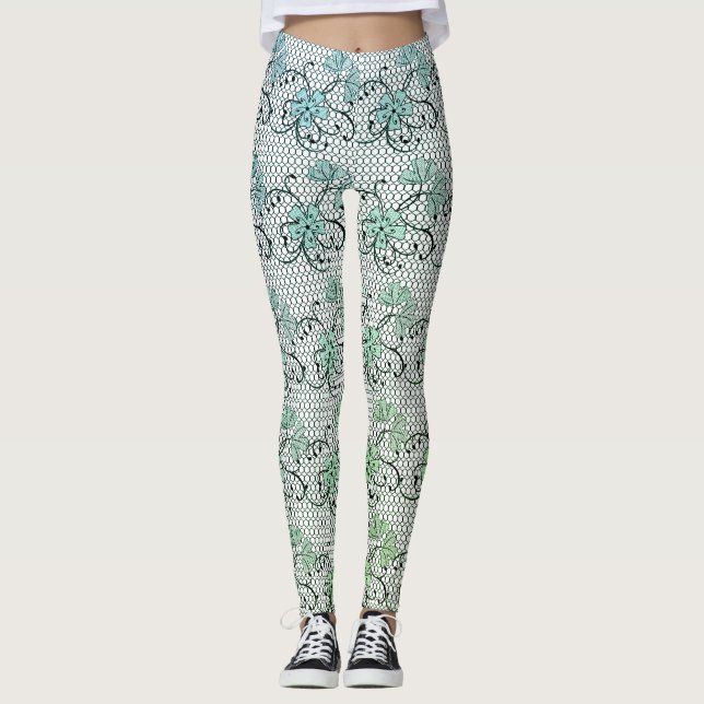 Legging Padrão Floral de rendas (Frente)
