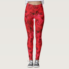 Legging Padrão Floral de Repetição do Rosa vermelha