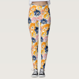 Legging Padrão Floral de Retro de Aquarela