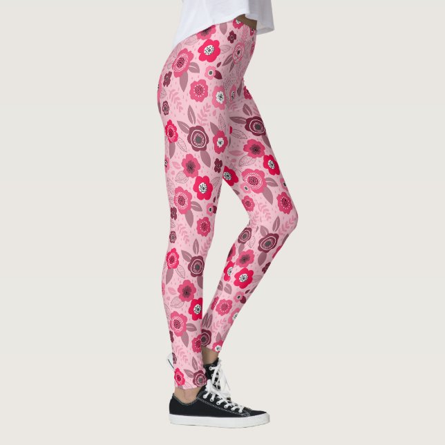 Legging Padrão floral ditsy elegante rosa (Direita)