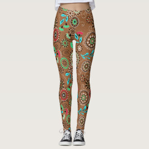 Legging Padrão floral do abstrato popular étnico retro cas