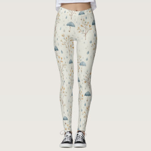 Legging Padrão Floral do Jardim de Chuva Sereno (10)