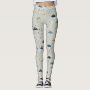 Legging Padrão Floral do Jardim de Chuva Sereno (11)