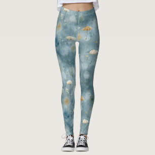 Legging Padrão Floral do Jardim de Chuva Sereno (6)