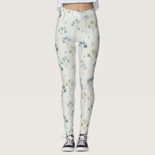 Legging Padrão Floral do Jardim de Chuva Sereno (9)