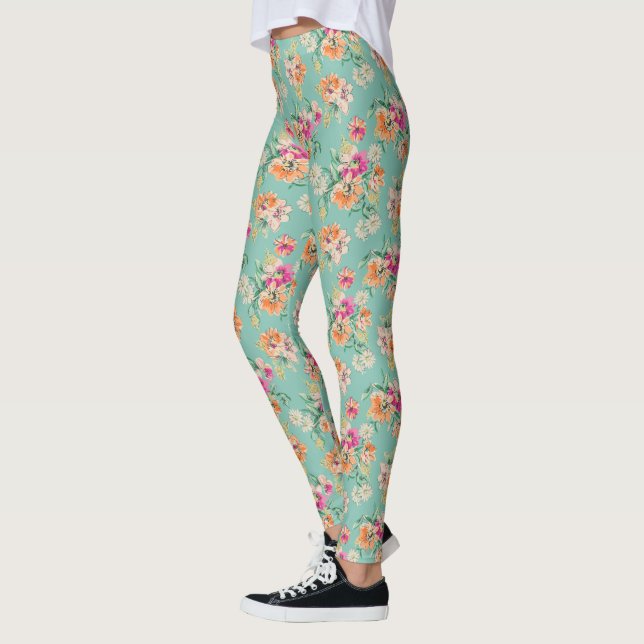Legging Padrão Floral do Sketch Brilhante (Esquerda)