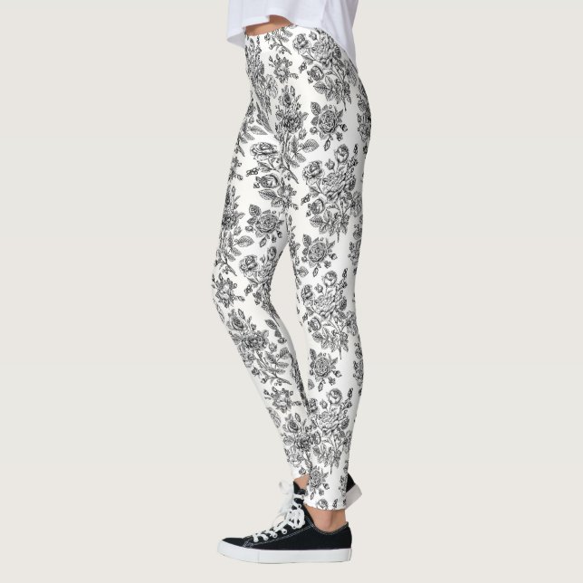 Legging Padrão Floral do Vintage Rosa (Esquerda)