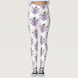 Legging Padrão floral elegante cinza violeta roxa vermelha