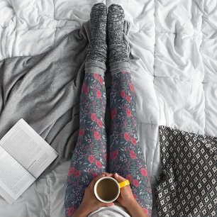 Legging Padrão Floral Elegante de Natal Feriado 