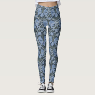 Legging Padrão Floral Elegante em Aquarela Azul