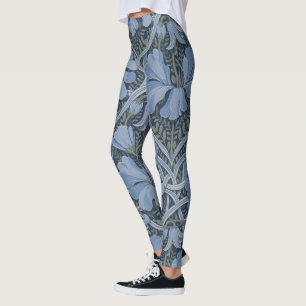 Legging Padrão Floral em Aquarela Azul Elegante