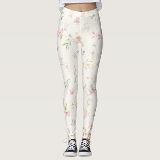 Legging Padrão Floral em Aquarela Delicada | Flor de Rosa