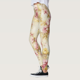 Legging Padrão Floral em Aquarela Vintage
