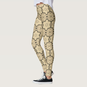 Legging Padrão Floral em tons Sepia