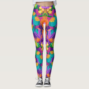 Legging Padrão Floral Exótico Colorido-23148