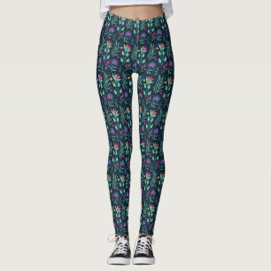 Legging Padrão Floral Exótico Pintado à Mão-23206