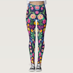 Legging Padrão Floral Exótico Pintado à Mão-48330