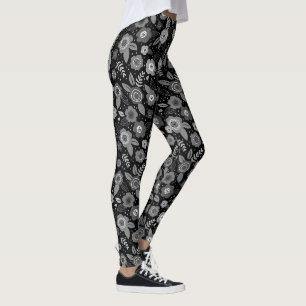 Legging padrão floral fofo