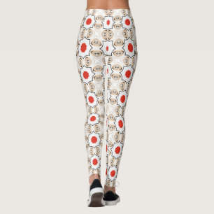 Legging Padrão Floral Geométrico Vermelho de Marfim
