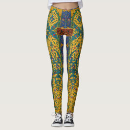 Legging Padrão Floral Intrincado Persa Decorativo