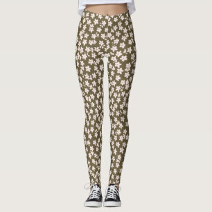 Legging Padrão Floral Japonês Retro Decorativo