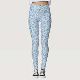 Legging Padrão Floral Margarida Azul
