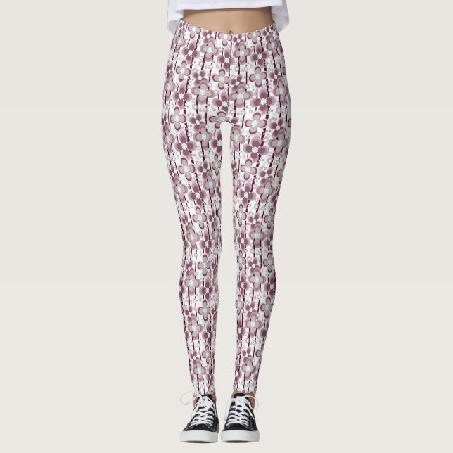 Legging padrão floral marrom e branco (Frente)