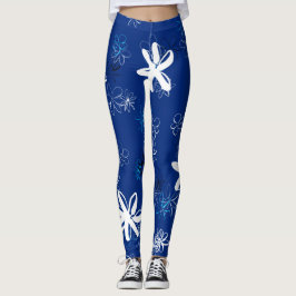 Legging Padrão Floral Moderno marinho Azul