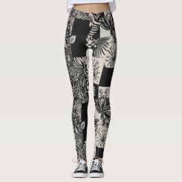 Legging Padrão Floral Monocromático Tropical Ousado