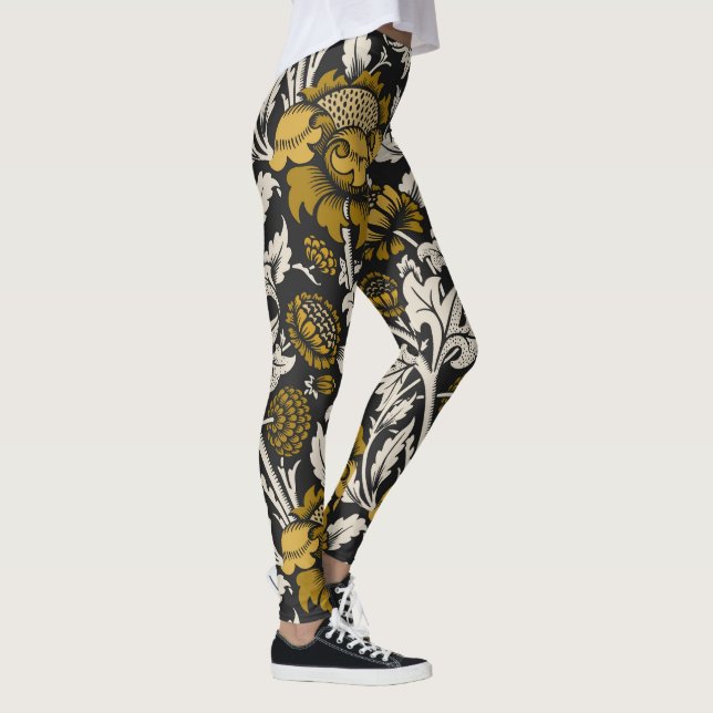 Legging Padrão floral ornamentado com grandes flores doura (Direita)