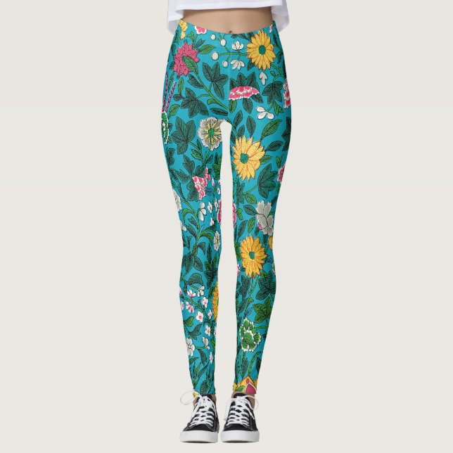 Legging Padrão Floral Ornamental (Frente)