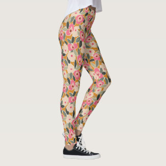 Legging Padrão Floral Ousado Desenhado à Mão com Tinta - P