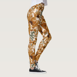 Legging Padrão Floral Outonal Rústico