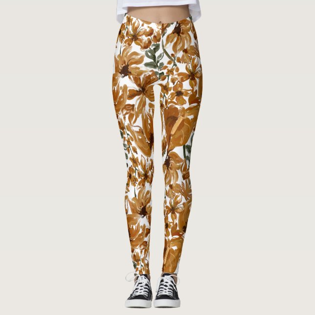 Legging Padrão Floral Outonal Rústico (Frente)