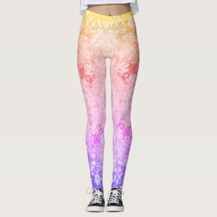 Legging Padrão Floral Rainbow Glitter
