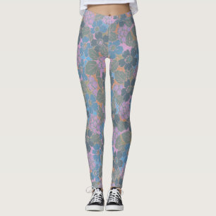 Legging Padrão Floral Retro Estilizado