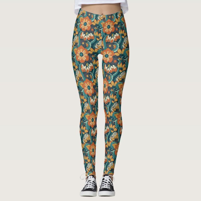 Legging Padrão Floral Retroativo (Frente)