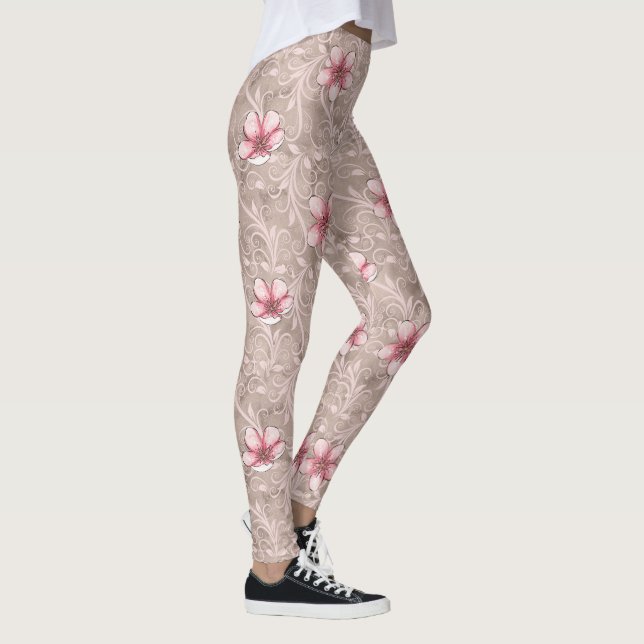 Legging Padrão Floral Rosa (Direita)