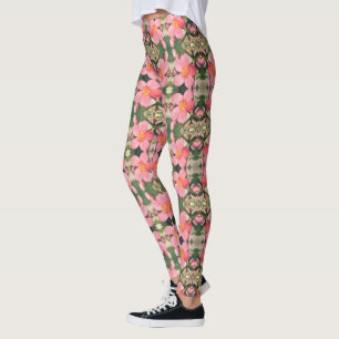 Legging Padrão Floral Rosa
