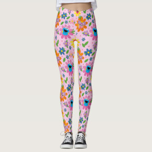 Legging Padrão Floral Rosa Rosa da Rua Sésamo