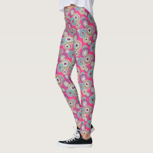 Legging Padrão floral rústico colorido retrô
